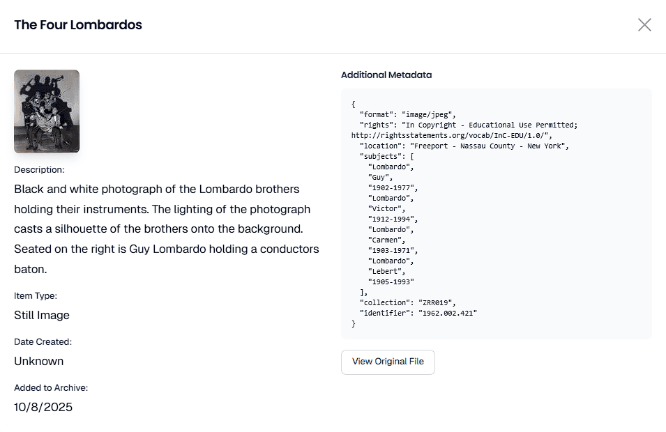Archeum Admin Data Detail Modal